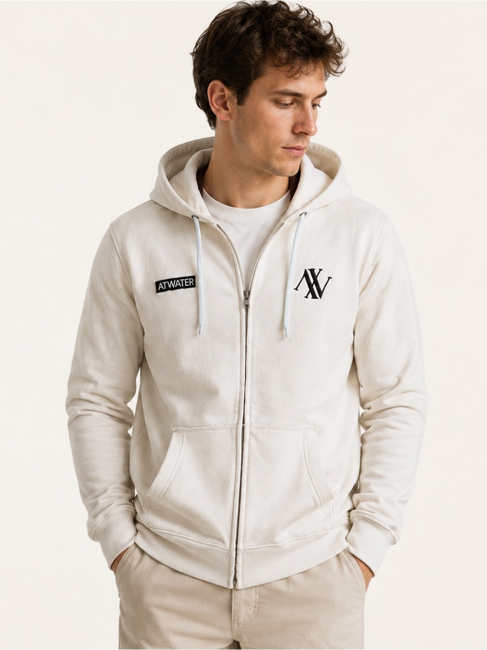 Atwater Full Zip Hoodie Bone Mind State Streetwear XL